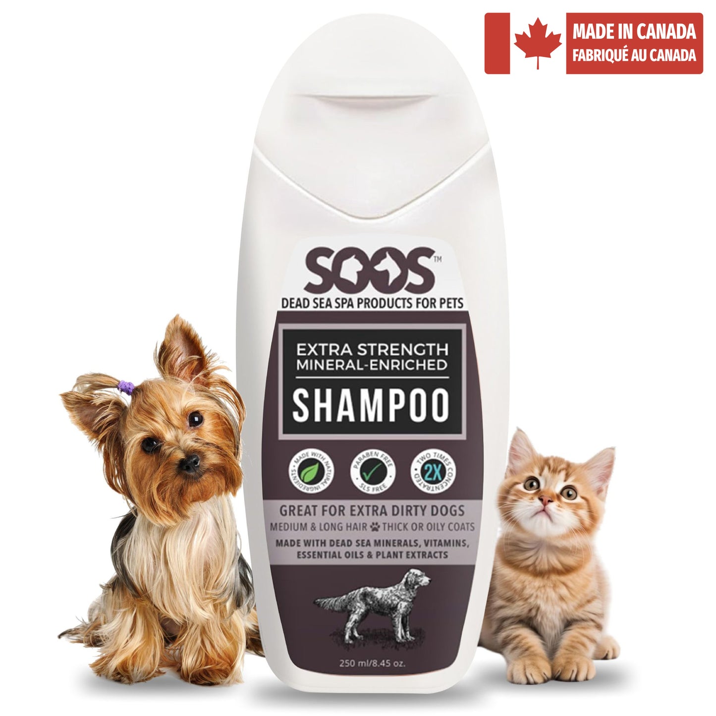 Natural Dead Sea Extra Strength Mineral Rich Pet Shampoo: Dogs & Cats