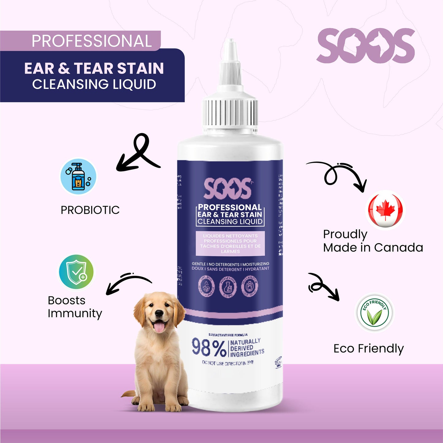 Natural Ear & Tear Stain Cleansing Liquid for Pets