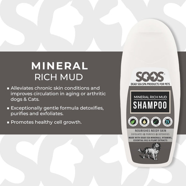 Natural Dead Sea Mineral Rich Mud Pet Shampoo For Dogs & Cats - Soos Pets