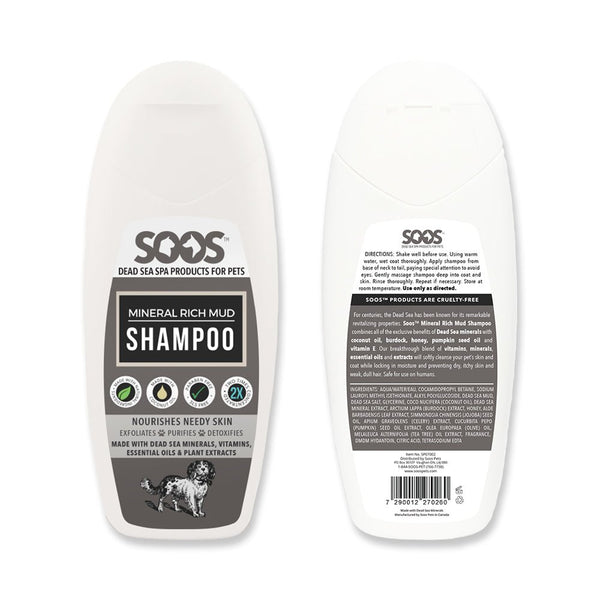 Natural Dead Sea Mineral Rich Mud Pet Shampoo For Dogs & Cats - Soos Pets