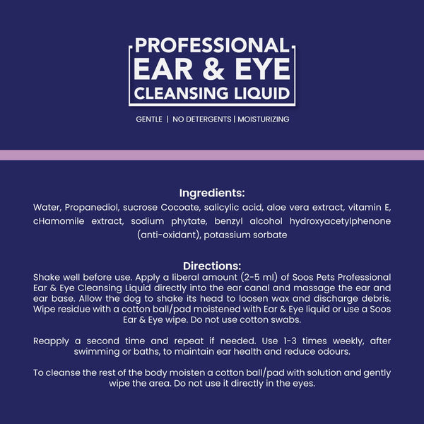 Natural Ear & Eye Cleansing Liquid for Pets - Soos Pets