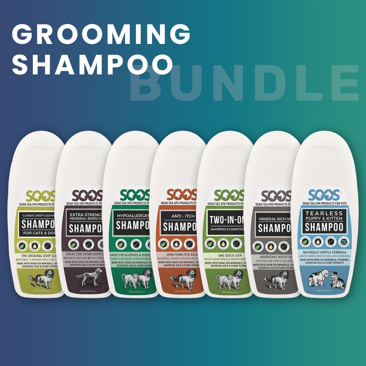 Soos™ Dead Sea Pet Grooming Shampoo Bundle For Dogs & Cats - Soos Pets