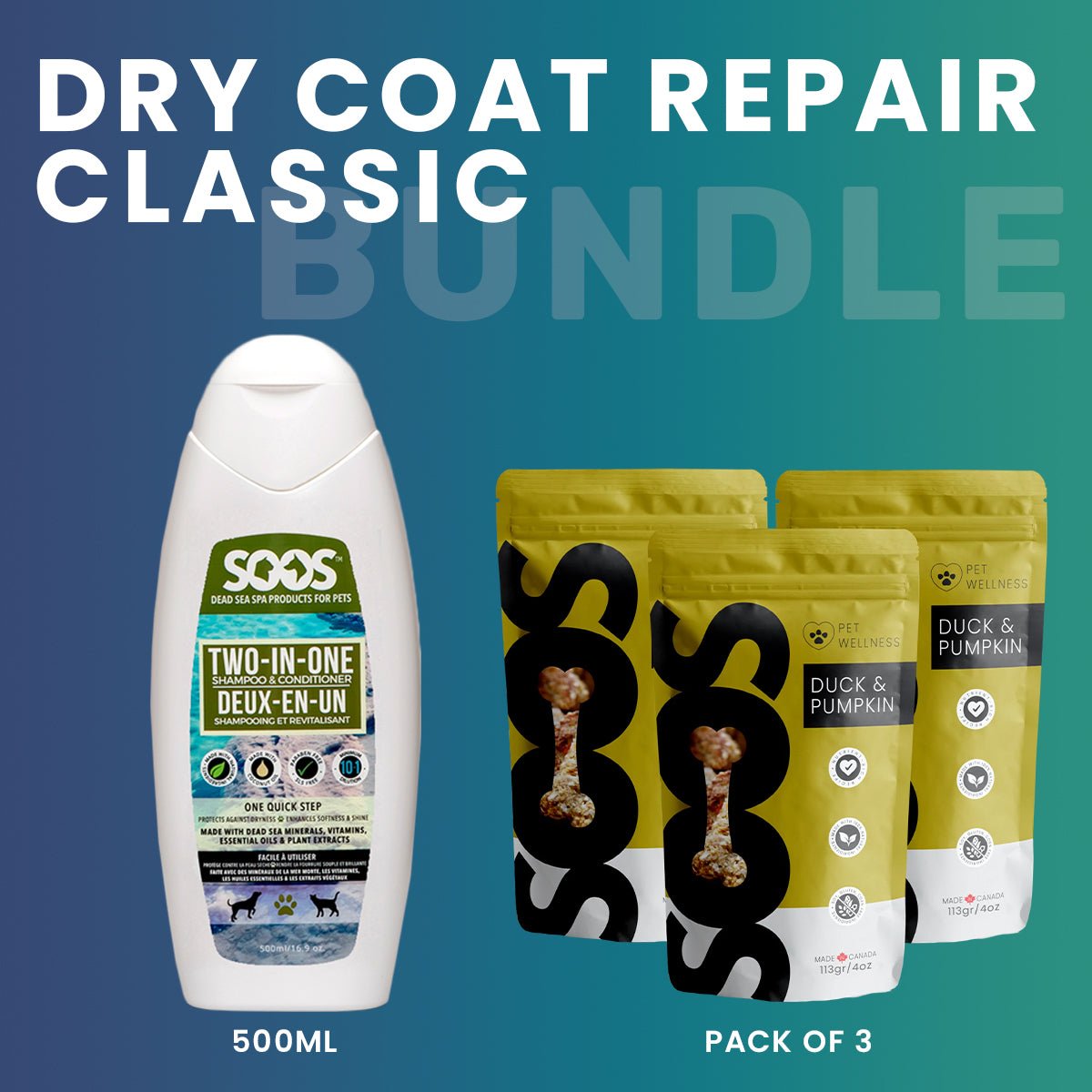 Soos Wellness Dry Coat Repair Bundle for Dog & Cat - Soos Pets